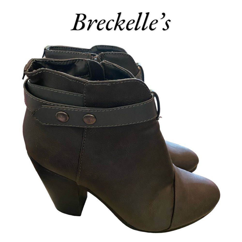 Breckelle's Breckelles Women's Gray Gail 22 Zipper Heel Ankle Boots Booties 8